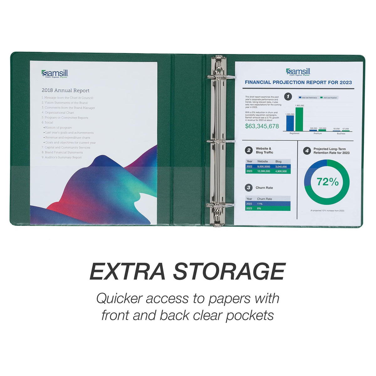 Samsill Durable 1.5 inch 3 Ring Binder, Made in USA, D Ring Binder, FSC 100% Recycled Chipboard, Basis Assortment, 4 Pack