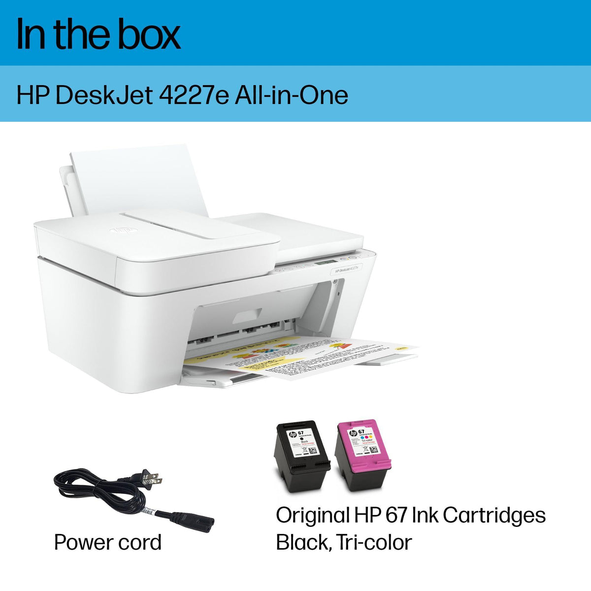 HP DeskJet 4227e Wireless All-in-One Color Inkjet Printer, Scanner, Copier, Best-for-Home, 3 Months of Instant Ink Trial Included (6W7F0A)