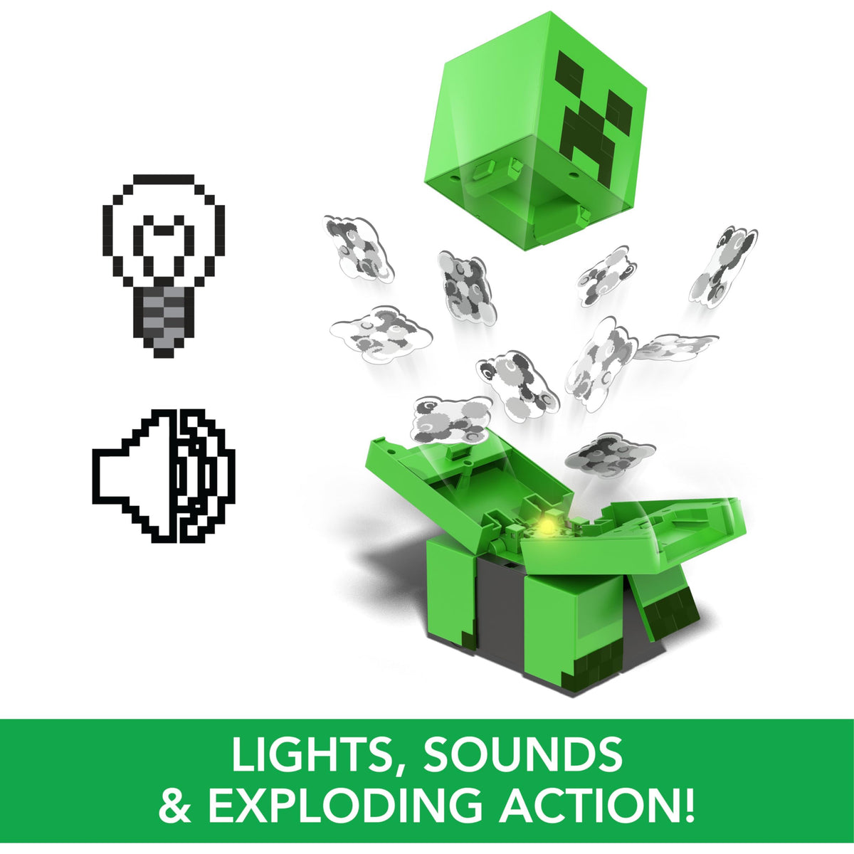 Mattel Minecraft Exploding RC Creeper with Lights & Sounds, 10 Explosion Particles, Game-Authentic Movement & DLC Code