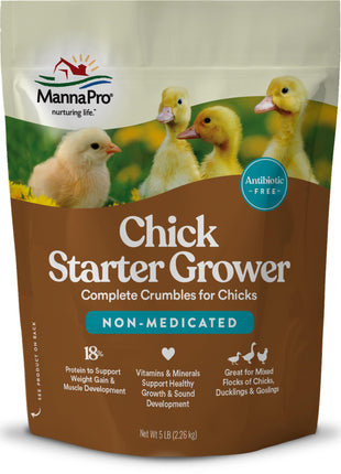 Manna Pro Chick Starter Feed, Non-Medicated Chicken Feed with Vitamins & Minerals, Complete Nutrition for Baby Chicks, 5 lb Bag | Complete Chick Feed Formula, Starter Feed with Vitamins & Minerals, Balanced Nutrition for Growing Baby Chicks