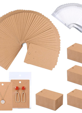 Works Great Earring Display Cards - Well-made 3.5 x 2.4 Inches Earring Cards with Good Paper Quality, Plus Clear Packaging Bags That Don't Tear Easily, for Earrings Necklace Jewelry Cards