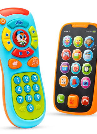 JOYIN Baby Learning Phone and Remote Toy for Toddler, Fun Smartphone Toys with Music for Infants, Boys or Girls, Holiday Stocking Stuffers, Kids Birthday Gift