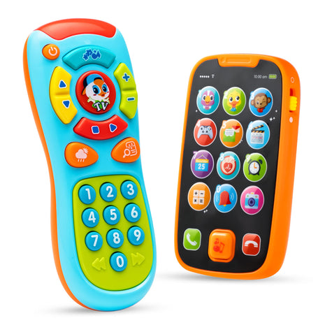 JOYIN Baby Learning Phone and Remote Toy for Toddler, Fun Smartphone Toys with Music for Infants, Boys or Girls, Holiday Stocking Stuffers, Kids Birthday Gift
