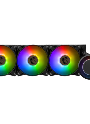 MSI MAG CoreLiquid E360 Black - AIO ARGB CPU Liquid Cooler - Rotating Cap Design - 360mm Radiator - Triple 120mm ARGB PWM Fans - LGA 1700/1851 / AM5/AM4 Compatible