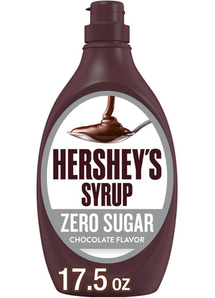 HERSHEY'S Zero Sugar Chocolate Syrup Bottle, 17.5 oz