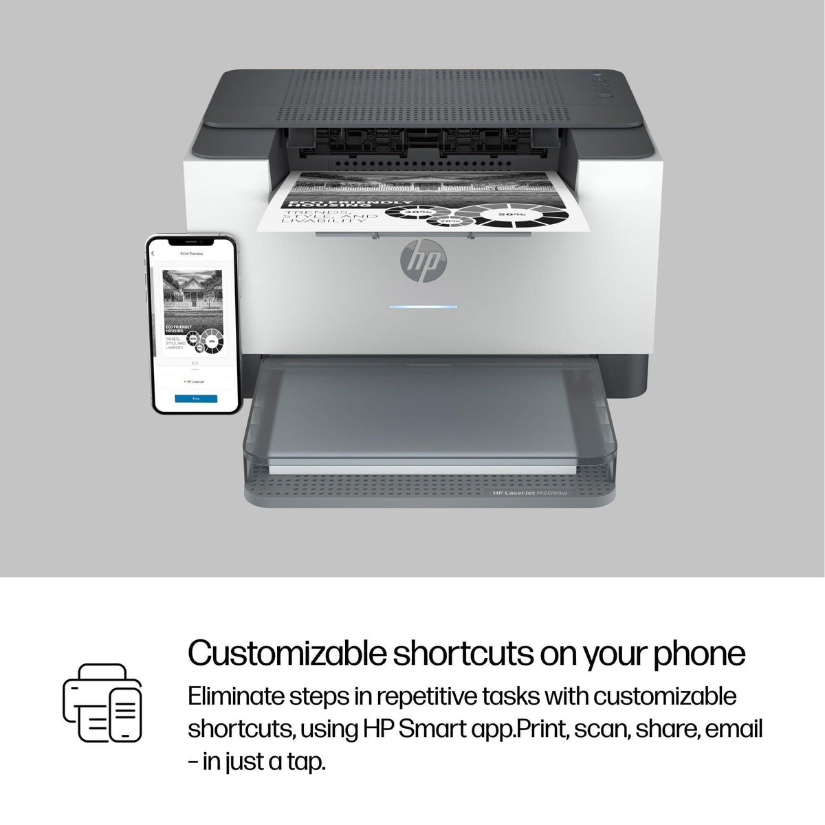 HP LaserJet M209dw Wireless Black & White Printer, Print Only, Fast speeds, Easy setup, Mobile printing,Best-for-small teams