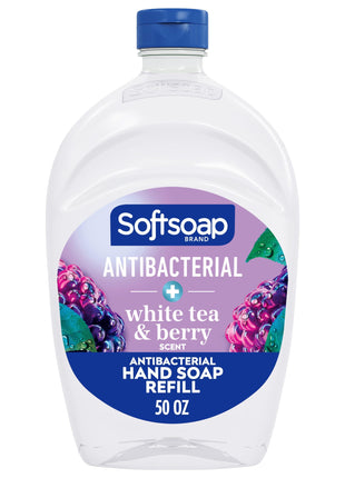 Softsoap Antibacterial Liquid Hand Soap, White Tea & Berry Scent, 50 fl oz | Refill Size, Paraben-Free, Phthalate-Free, Bathroom and Kitchen Hand Soap, Daily Handwashing, Gentle on Hands