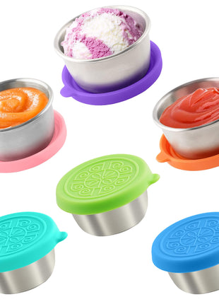 6x1.6 Oz Salad Dressing Containers With Lids, Small Leakproof Reusable Stainless Steel Salad Dressing Container To Go For Lunch Boxes,Sauce containers, Picnics,Travel Meal Prep And Kitchen Storage.