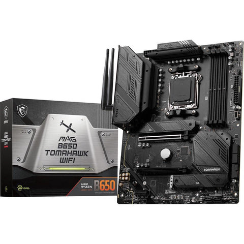 MSI MAG B650 Tomahawk WiFi Gaming Motherboard (AMD Ryzen 9000/8000/7000 Series Processors, AM5, DDR5, PCIe 4.0, M.2, SATA 6Gb/s, USB 3.2 Gen 2, HDMI/DP, Wi-Fi 6E, Bluetooth 5.3, 2.5Gbps LAN, ATX)