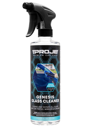 PROJE' Genesis Glass Cleaner - Safe On Tinted Glass - Streak Free Car Window Cleaner - Ammonia Free - Effortlessly Removes Dirt, Dust, Oil, Grease, Insects & More - 16 fl oz