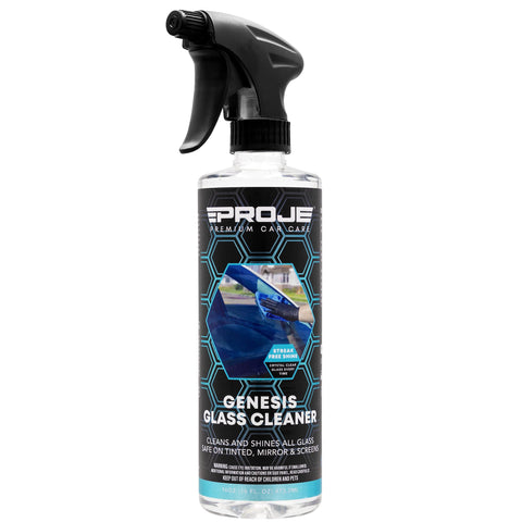 PROJE' Genesis Glass Cleaner - Safe On Tinted Glass - Streak Free Car Window Cleaner - Ammonia Free - Effortlessly Removes Dirt, Dust, Oil, Grease, Insects & More - 16 fl oz