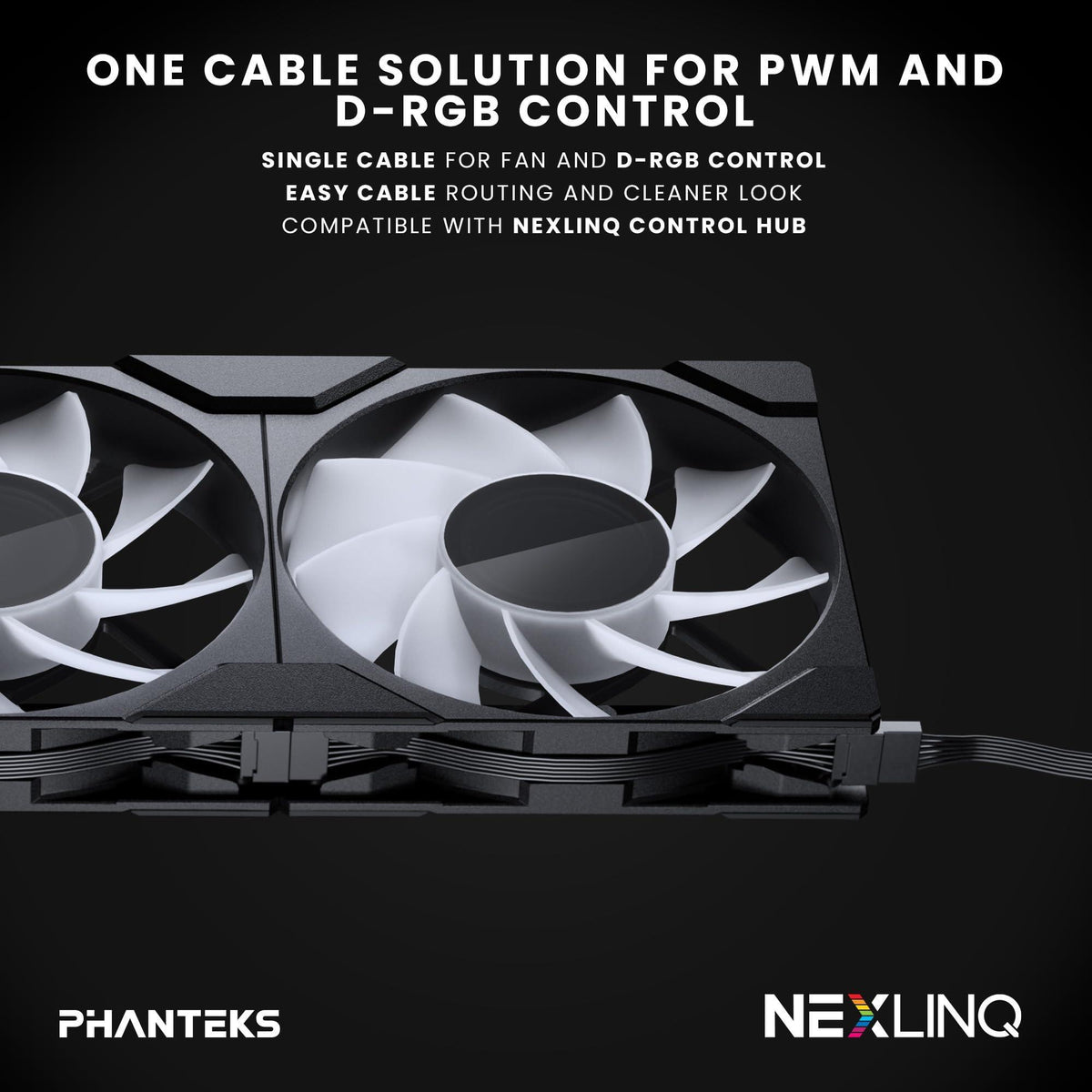 Phanteks M25-120 Gen2 Reversed Blade, 120mm ARGB High Performance Cooling Fans, Daisy-Chain Unified Fan Frame, Infinity Mirror hub, Single Cable Connection, Black