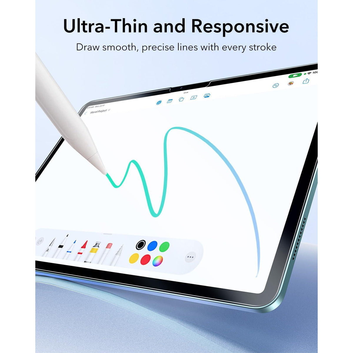 ESR 2 Pack Paper-Feel Screen Protectors for iPad Air 11 Inch M3/M2 (7th/6th Generation, 2025/2024), Write and Draw Like on Paper, 9H Tempered Glass, Matte Writing Film with Alignment Frame, Anti-Glare