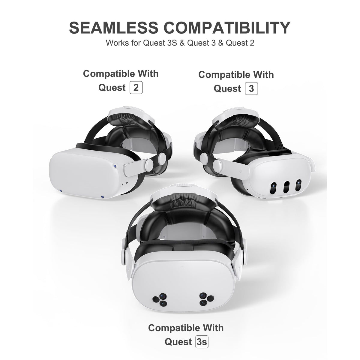 Kawaye for Meta Quest 3S/Quest 2/Quest 3 Head Strap, Double Knobs Adjustable Elite Strap Replacement,VR Headset Strap with Two Large Support Pad Enhanced Support, Reduce Pressure-MQ2000