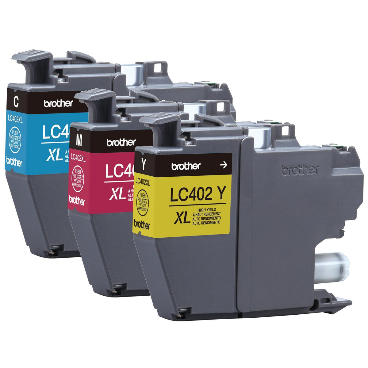 Brother Genuine LC402XL 3PK 3 Pack of High Yield Cyan, Magenta and Yellow Ink Cartridges, Black