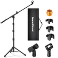 InnoGear Microphone Stand, Tripod Boom Arm Floor Mic Stand Height Adjustable Heavy Duty with Carrying Bag 2 Mic Clips 3/8