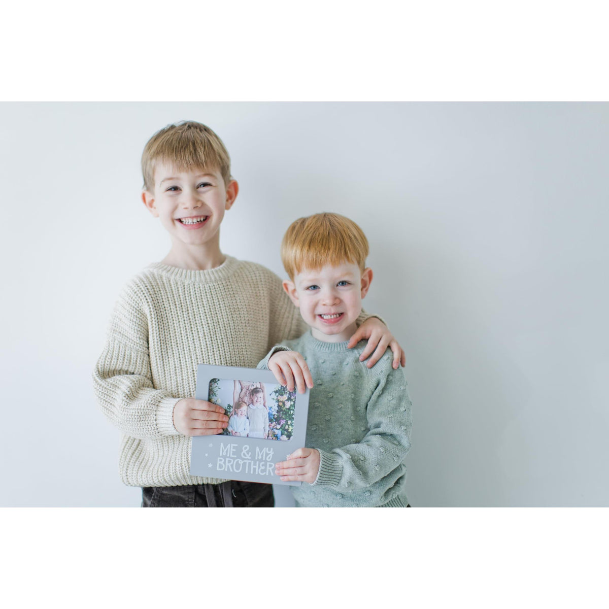 Tiny Ideas Me and My Brother Picture Frame, Christmas Photo Picture Frame, Sibling Keepsake, Ideal Big Brother Gift, Shower Gift and Gender Neutral Nursery Decor, Gray