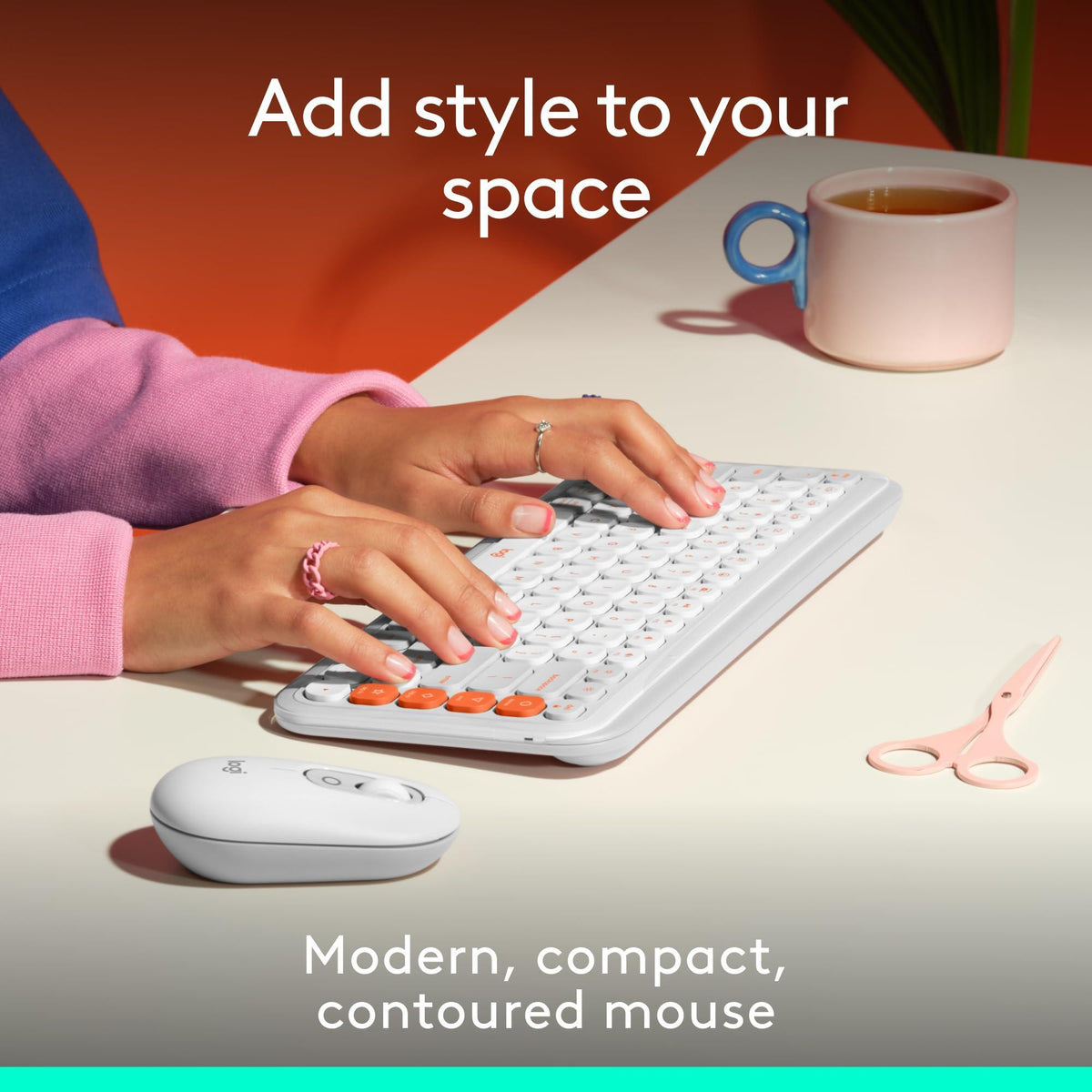 Logitech POP Mouse, Compact and Portable Wireless Bluetooth Mouse with Programmable Buttons and Quiet Clicks, Easy-Switch Between up to 3 Devices, Laptop, Tablet, PC - Off-White