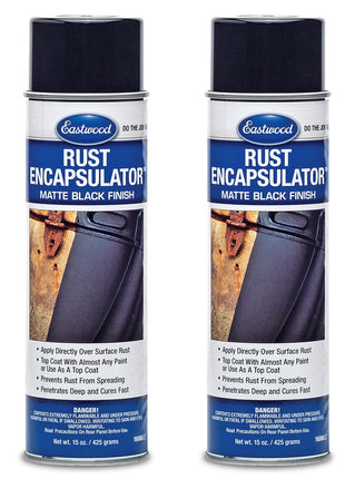 Eastwood Rust Encapsulator Aerosol | Quick Drying with UV Resistance and Heat Resistance up to 400 Degrees Fahrenheit | 15 Oz, Black | 2 Pack