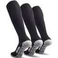 CWVLC Youth Soccer Socks 3 Pairs Girls Boys Volleyball Sport Team Athletic Knee High Long Tube Cotton Compression Socks Black Medium (5Y-7Y Youth/6-10 Women)