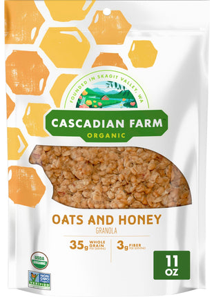 Cascadian Farm Organic Granola, Oats and Honey Cereal, Resealable Pouch, 11 oz