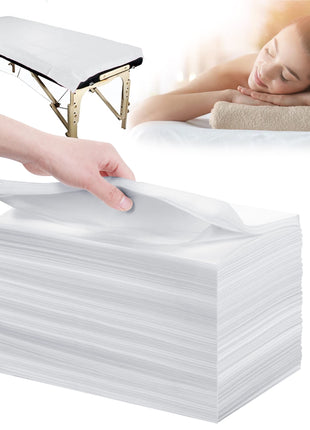 Disposable Bed Sheets 100 Pcs 31" x 71" Massage Table Sheets Non Woven Fabric SPA Bed Cover Breathable for Massage Beauty Tattoos(White)