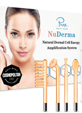 Pure Daily Care NuDerma Handheld Skin Therapy Wand Machine w/Neon – Anti-Aging - Skin Tightening - Wrinkle Reducing - Dark Circles – Clarifying - Hair & Scalp Stimulator