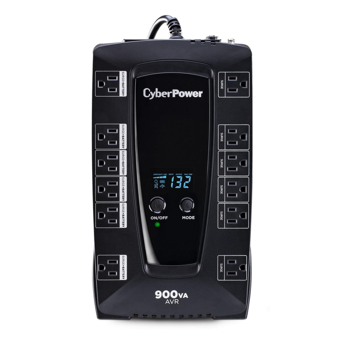 CyberPower AVRG900LCD Intelligent LCD UPS System, 900VA/480W, 12 Outlets, AVR, Compact