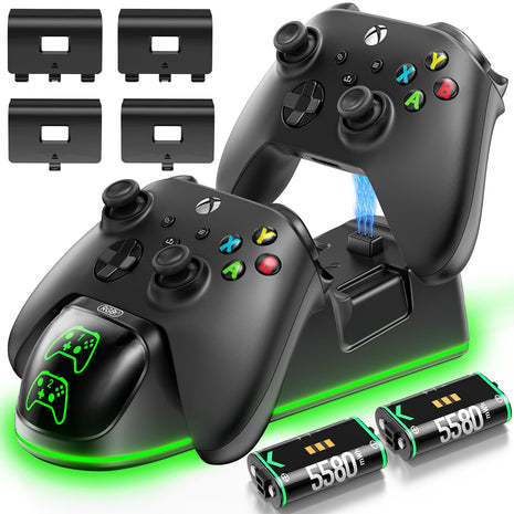 OIVO XSX Controller Charger Station with 2 Packs 5580mWh Honest Rechargeable Battery for Xbox Series X/S/One/Elite/Core Controller, Charging Dock for Xbx with 4 Packs Covers for Xbox One Console