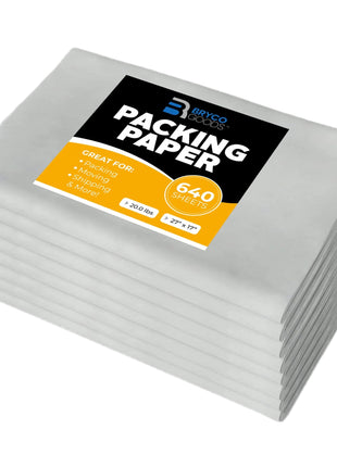 Bryco Goods Packing Paper Sheets for Moving - 20lb - 640 Sheets of Newsprint Paper - Must Have in Your Moving Supplies - 27 inch x 17 inch - Made in USA