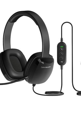 Cyber Acoustics USB-C Stereo Headset (AC-6014), in-Line Volume and Mute Controls for PCs, Chromebooks, and USB-C Devices, Ideal for K-12 Classrooms or Home, Made with 60 Percent Recycled Plastic