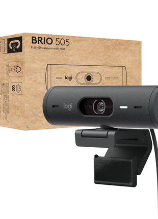 Logitech Brio 505 Full HD Webcam with auto Light Correction, auto-framing, Show Mode, Dual Noise Reduction mics, Privacy Shutter - Works with Microsoft Teams, Google Meet, Zoom, TAA Compliant