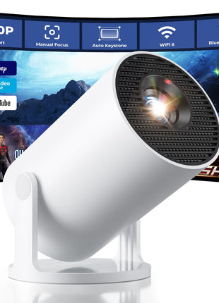 CLOKOWE Mini Projector with WiFi and Bluetooth, Built-in Apps, Smart Portable Projector with 180° Rotation, Auto Keystone, Support 1080P, Compatible with HDMI/USB/TV Stick/Smartphone/Laptop