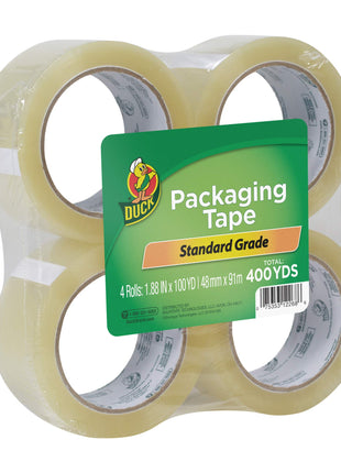 Duck Brand Standard Packaging Tape Refills - 4 Extra Long Rolls of Clear Packing Tape - Shipping, Mailing and Moving Supplies - 3 inch Core - 1.88 Inch x 100 Yards - Clear (240593)