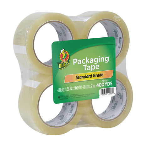 Duck Brand Standard Packaging Tape Refills - 4 Extra Long Rolls of Clear Packing Tape - Shipping, Mailing and Moving Supplies - 3 inch Core - 1.88 Inch x 100 Yards - Clear (240593)
