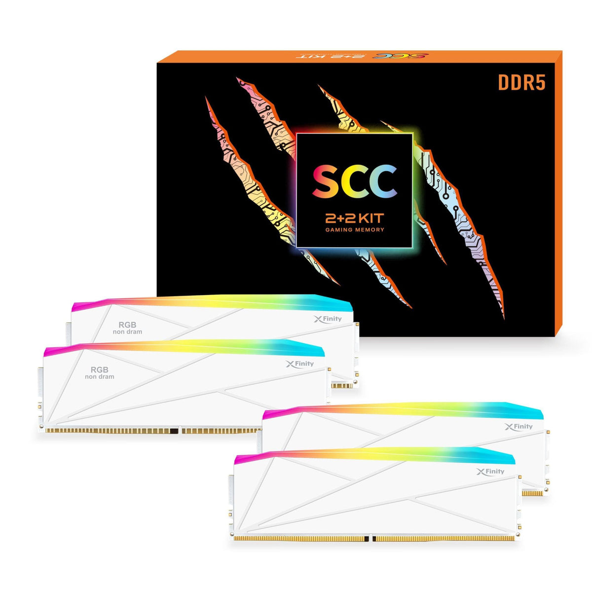 V-Color DDR5 SCC KIT 2+2 Manta XFinity 48GB(24GBx2) 7600MHz with RGB Filler kit CL36 1.4V SK Hynix IC RGB Gaming Desktop Upgrade RAM Memory Module - White (TMXFL2476836WW-DW)