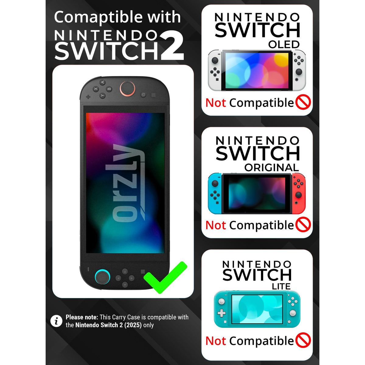 Orzly Case for Nintendo Switch 2 Protective Travel Carry Case with Screen Padding, Game Cards & microSD Slots with Zipped & Open Pockets for Console Accessories - Gift Box Edition