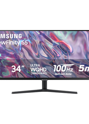 SAMSUNG 34 inch ViewFinity S50GC Series Ultra-WQHD Monitor, 100Hz, 5ms, HDR10, AMD FreeSync, Eye Care, Borderless Design, PIP, PBP, LS34C502GANXZA, 2023, Black