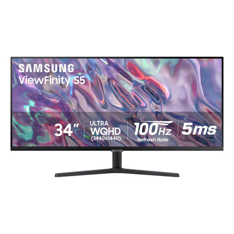 SAMSUNG 34 inch ViewFinity S50GC Series Ultra-WQHD Monitor, 100Hz, 5ms, HDR10, AMD FreeSync, Eye Care, Borderless Design, PIP, PBP, LS34C502GANXZA, 2023, Black