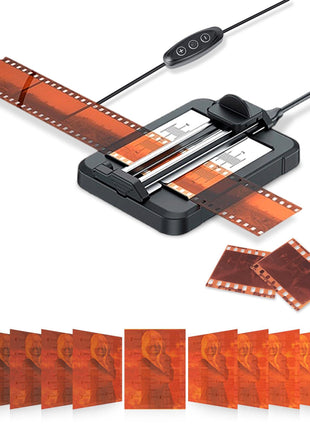 JJC Negative Slide Film Cutter for 35mm 120 Format Strips for Clean Cutting | Negative Cutter with 11-Level Brightness LED Backlight, USB-C Charging, Precision Marks to Assist with Cutting, Iron Base