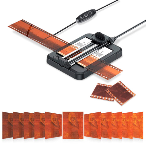 JJC Negative Slide Film Cutter for 35mm 120 Format Strips for Clean Cutting | Negative Cutter with 11-Level Brightness LED Backlight, USB-C Charging, Precision Marks to Assist with Cutting, Iron Base