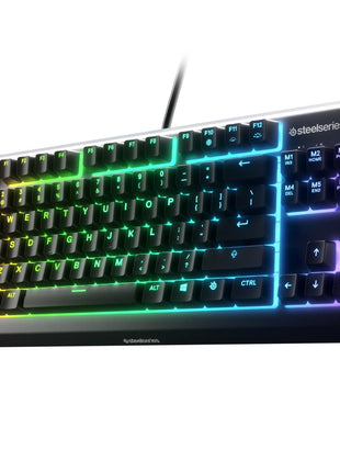 SteelSeries Apex 3 TKL RGB Gaming Keyboard – Tenkeyless Compact Form Factor - 8-Zone RGB Illumination – IP32 Water & Dust Resistant – Whisper Quiet Gaming Switch – Gaming Grade Anti-Ghosting,Black