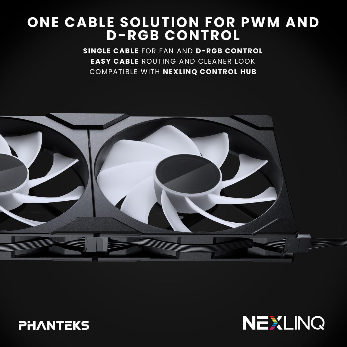 Phanteks M25-140 Gen2 Reversed Blade Triple Pack, 3X 140mm ARGB High Performance Cooling Fans, Daisy-Chain Unified Fan Frame, Infinity Mirror hub, Single Cable Connection, Black