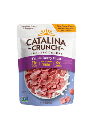 Catalina Crunch Protein Cereal - Sugar Free Breakfast Cereal with 11g of Protein - Gluten Free - Triple Berry Blast - 8 oz. Bag (Pack of 1), Packaging May Vary