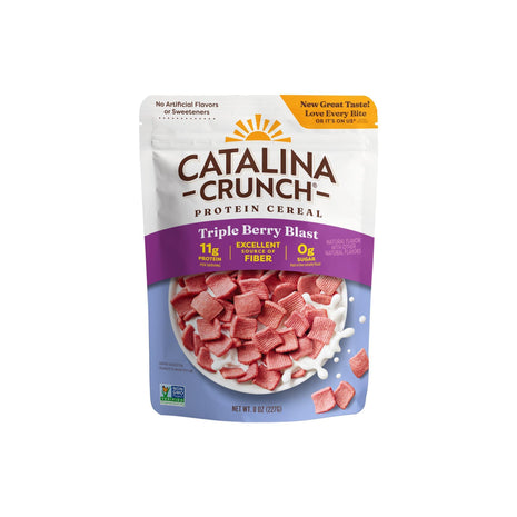 Catalina Crunch Protein Cereal - Sugar Free Breakfast Cereal with 11g of Protein - Gluten Free - Triple Berry Blast - 8 oz. Bag (Pack of 1), Packaging May Vary