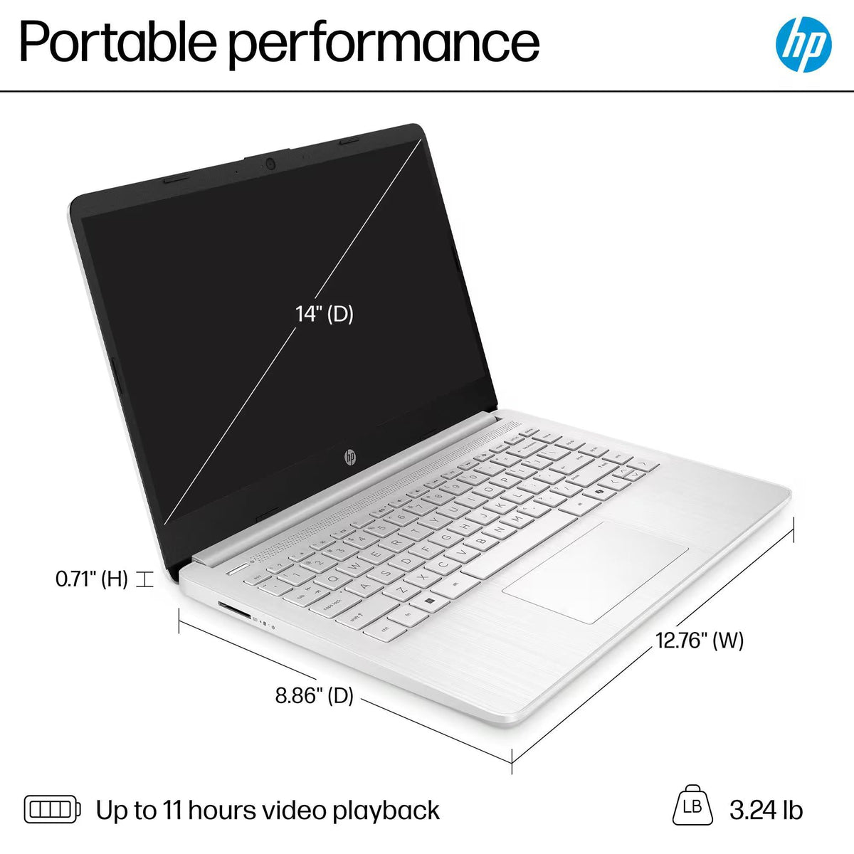 HP 14" Laptop 2025 Business Student Slim Computer, Lifetime MS Office, Copilot AI, Quad-Core Intel CPU, 16GB RAM, 628GB Storage (128GB UFS+500GB Ext), MarxsolAccessory, Wi-Fi 6, Win 11 Pro, Silver