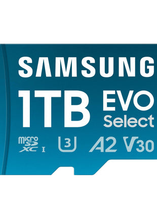Samsung EVO Select 1TB microSDXC Memory Card + Adapter, Up to 160MB/s | UHS I, C10, U1, V10, A1, microSD for Mobile Phone, Smartphones, Nintendo Switch, and Tablets (MB-ME1T0SA/AM)