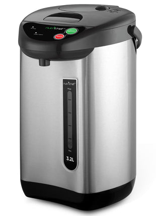 NutriChef Hot Water Urn Pot Insulated Stainless Steel,Auto & Manual Dispense,Auto Boiler,Safety Lock Shutoff 3.38 QT /3.2L   Auto Boiler Shut Off   PKWK43
