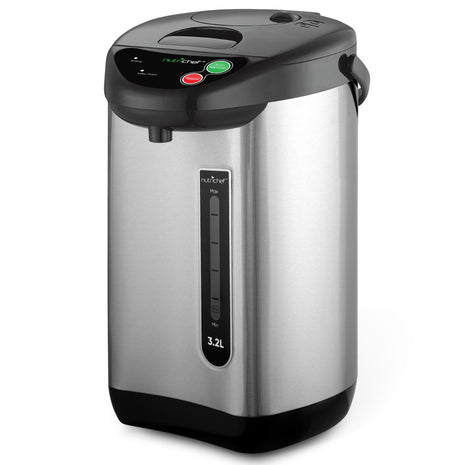 NutriChef Hot Water Urn Pot Insulated Stainless Steel,Auto & Manual Dispense,Auto Boiler,Safety Lock Shutoff 3.38 QT /3.2L   Auto Boiler Shut Off   PKWK43