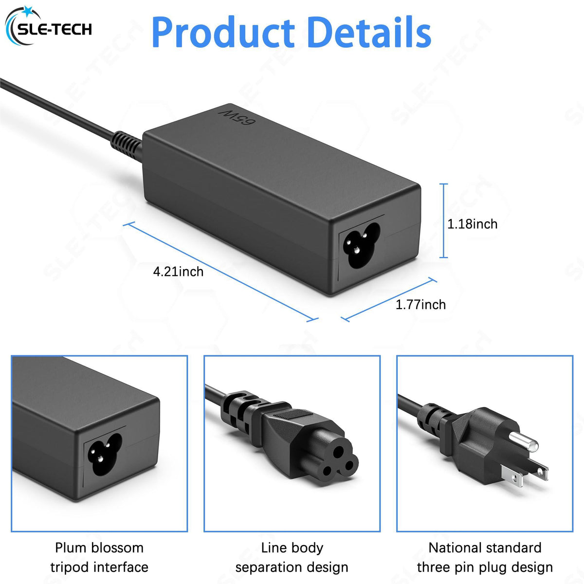 SLE-TECH 65W USB C AC Adapter Compatibile with Lenovo Thinkpad/Yoga/Chromebook,T480 T480S C930 C940 100e 300e 500e ADLX65YLC3D 4X20M26268 ADLX65YDC2A